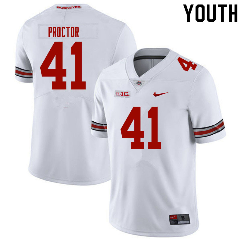 Youth #41 Josh Proctor Ohio State Buckeyes College Football Jerseys Sale-White